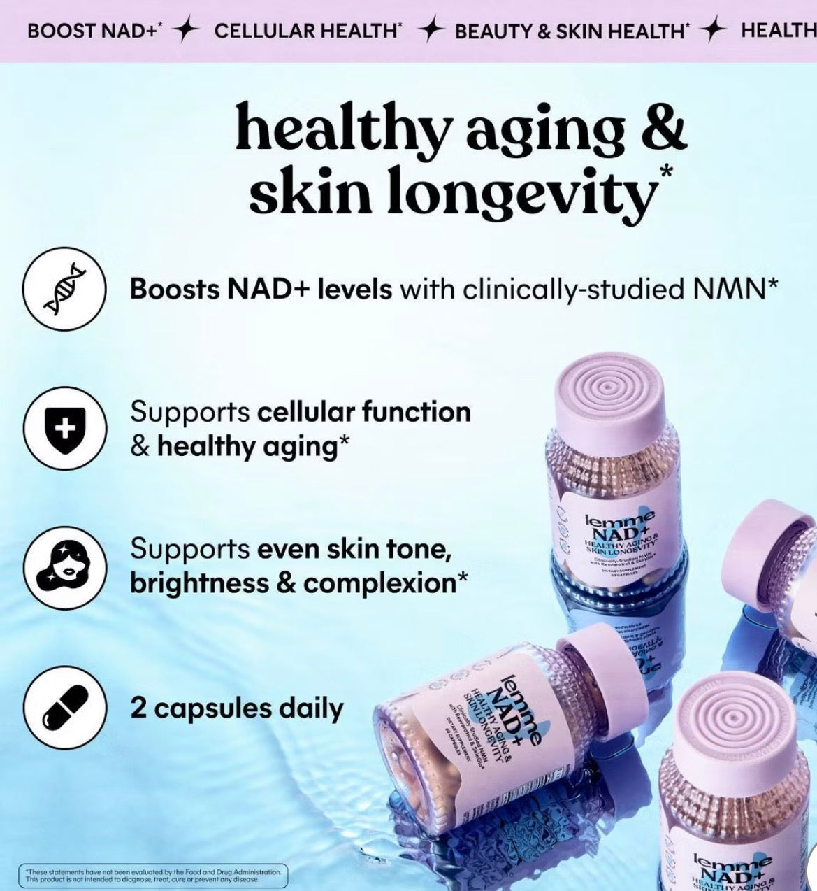 Lemme NAD + Healty aging skin longevity