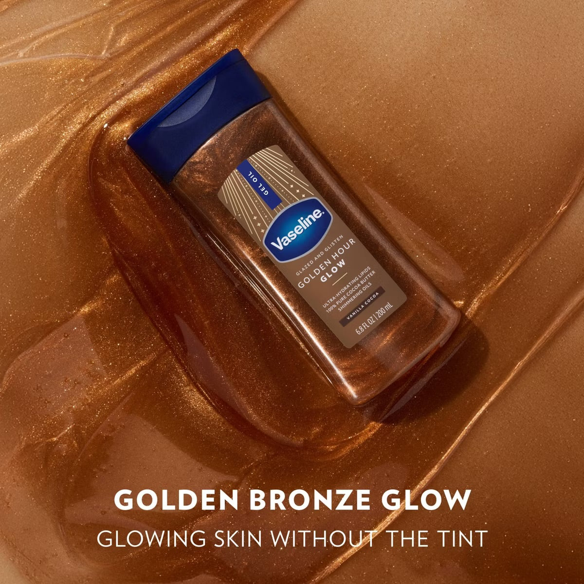 Vaseline Glazed & Glisten vainilla cocoa shimmering gel body oil 200 ml