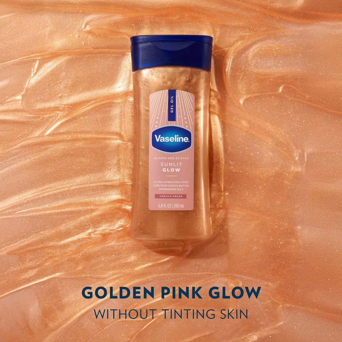 Vaseline Glazed & Glisten vainilla cocoa shimmering gel body oil 200 ml