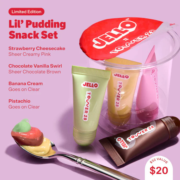 Tower 28 Beauty Jell-o x Tower 28 Lil’ Pudding mini lip softie gift set